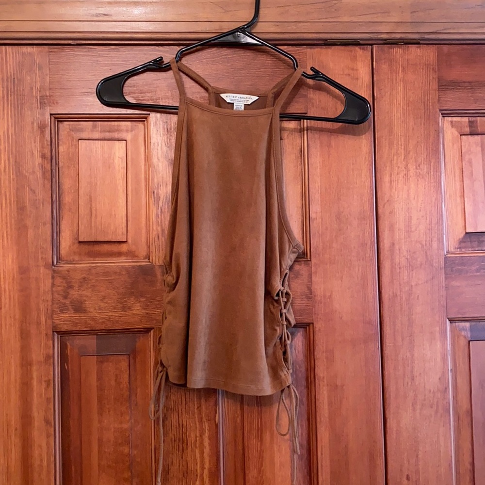 Suede Crop top with ties on the side